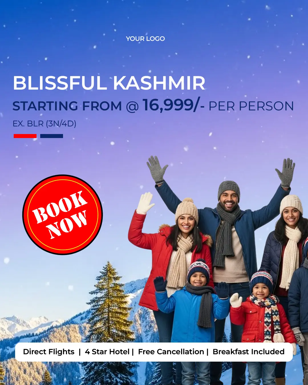 Winter Kashmir Family Tour Ad Template