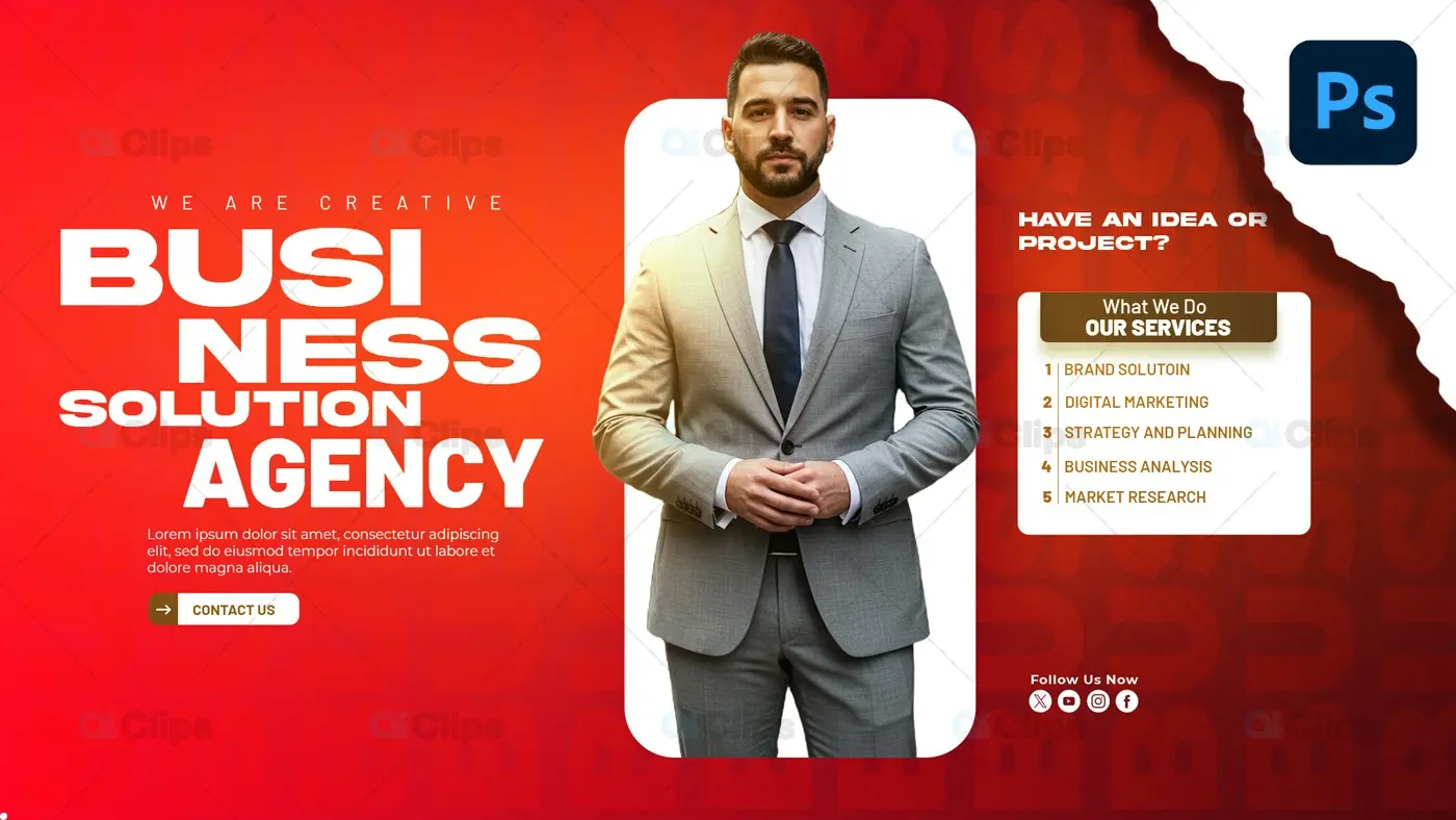 Business Solution Agency Banner PSD Template