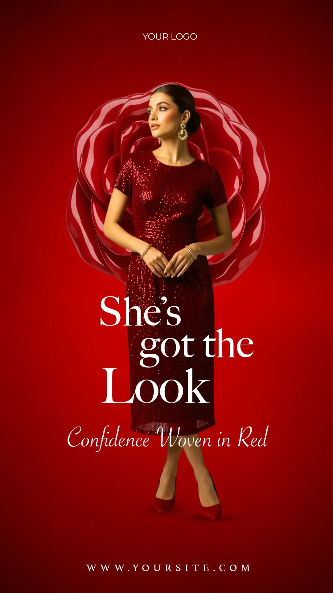 Glamorous Red Dress Fashion Promo Template