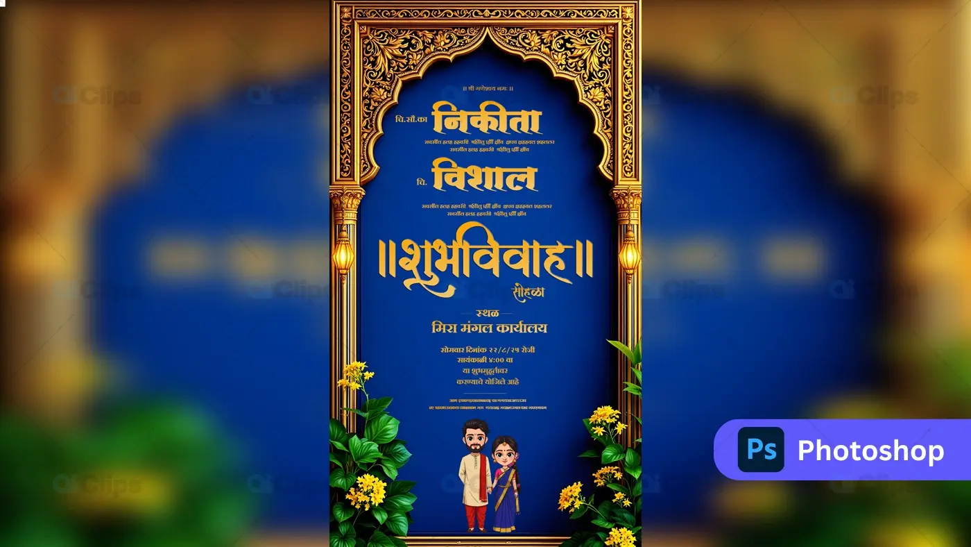 Royal Indian Wedding Invitation PSD Template