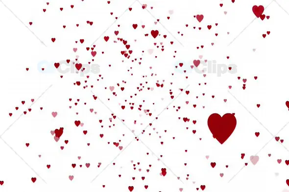 Floating Red and Pink Hearts on White Background