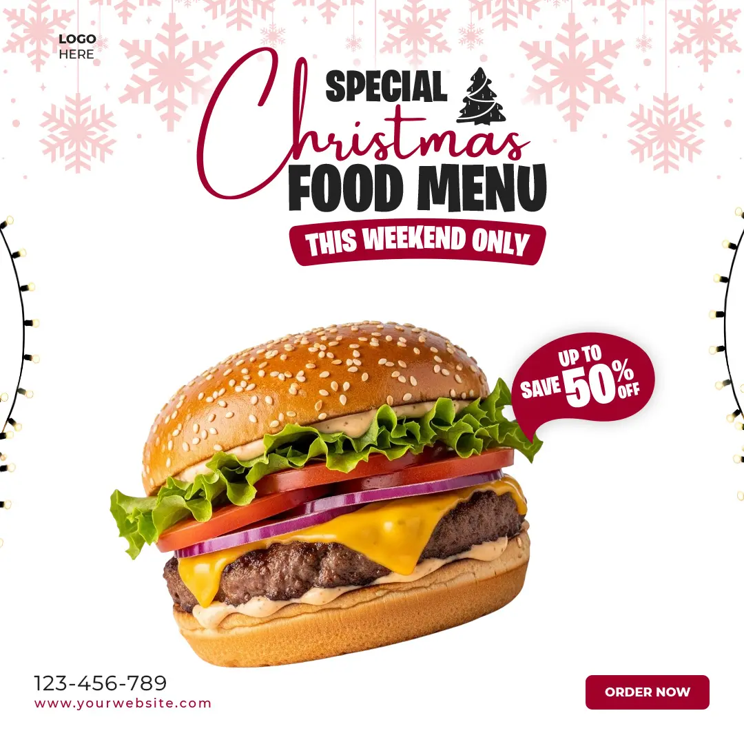 Festive Burger Holiday Menu Promotion Template