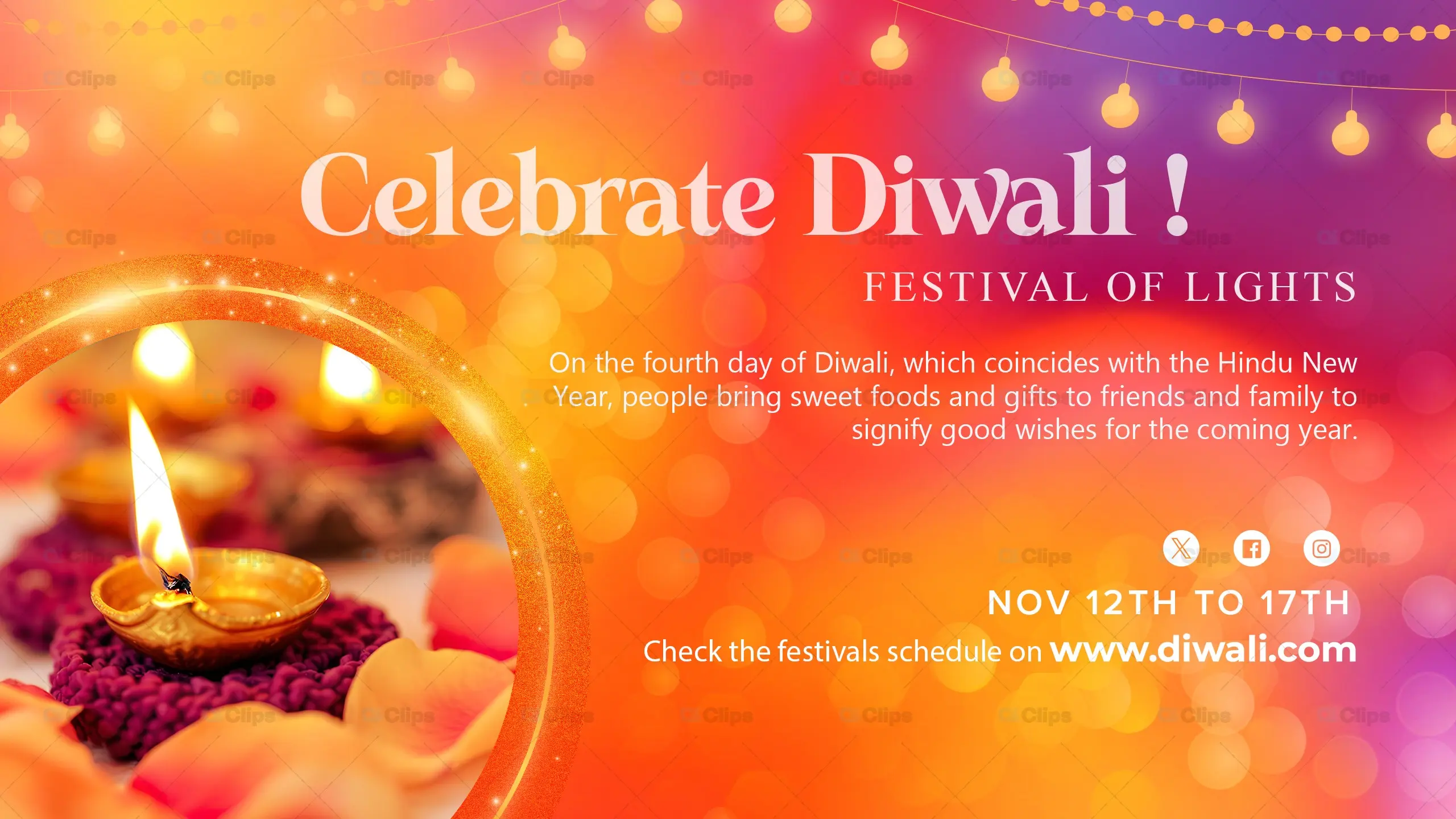 Diwali Celebration Event Banner PSD Template