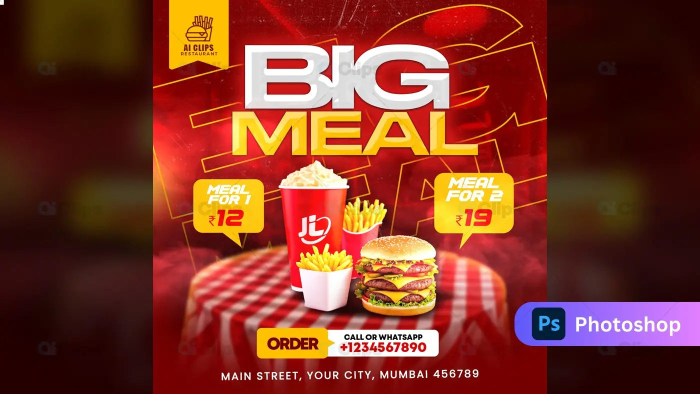 Big Meal Combo Offer Promotional PSD Template