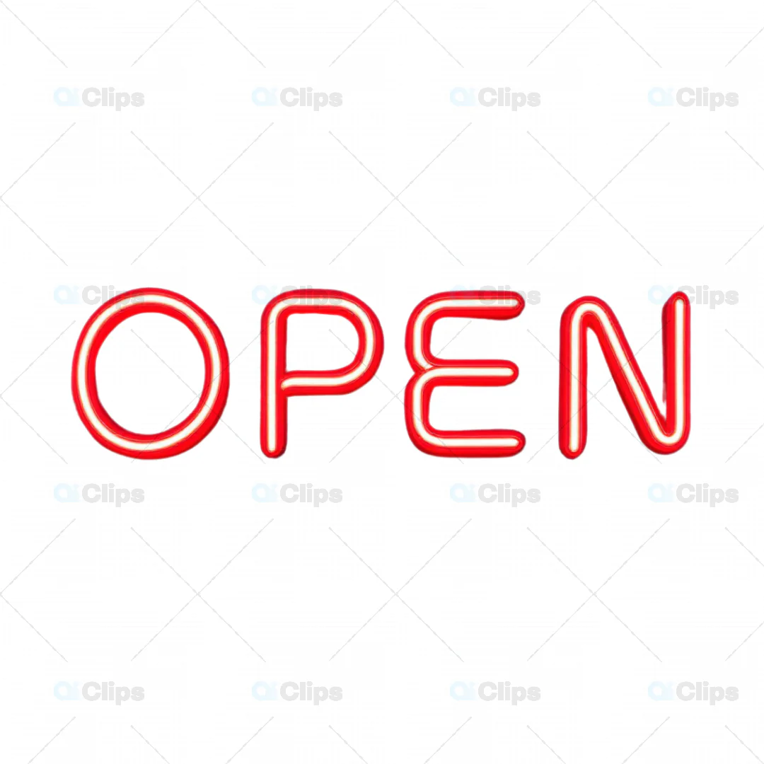 Minimal Neon "Open" Sign - 3D Illustration