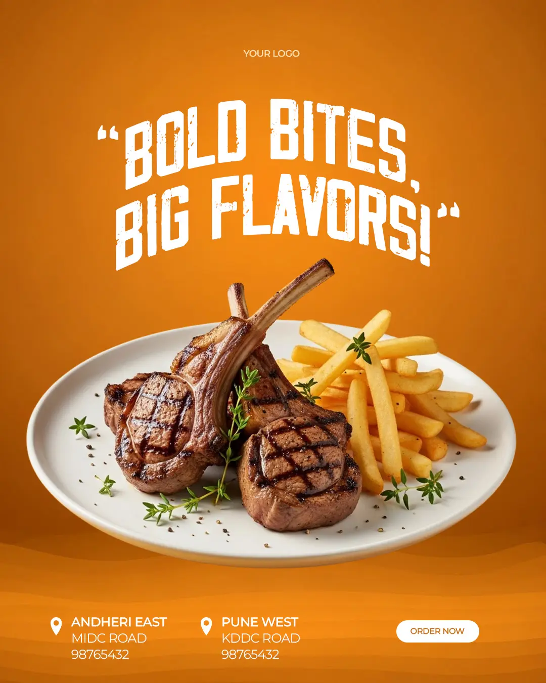 Grilled Meat Dish Promotional Template