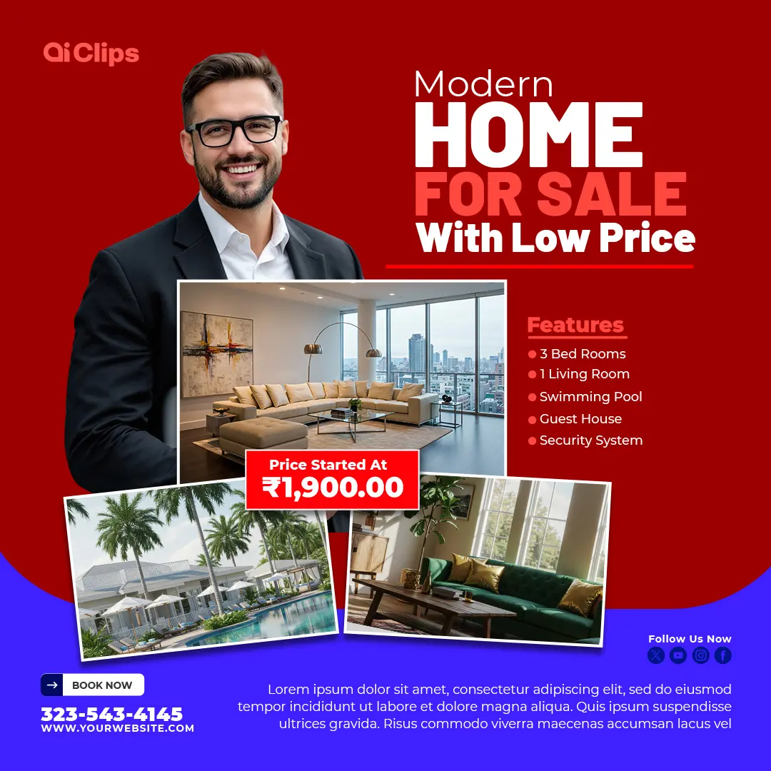 Stylish Modern Home Sale Photoshop Template
