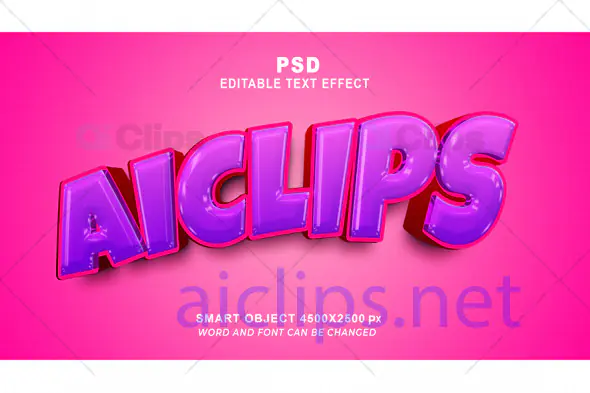 Pink Glossy 3D Text Effect PSD