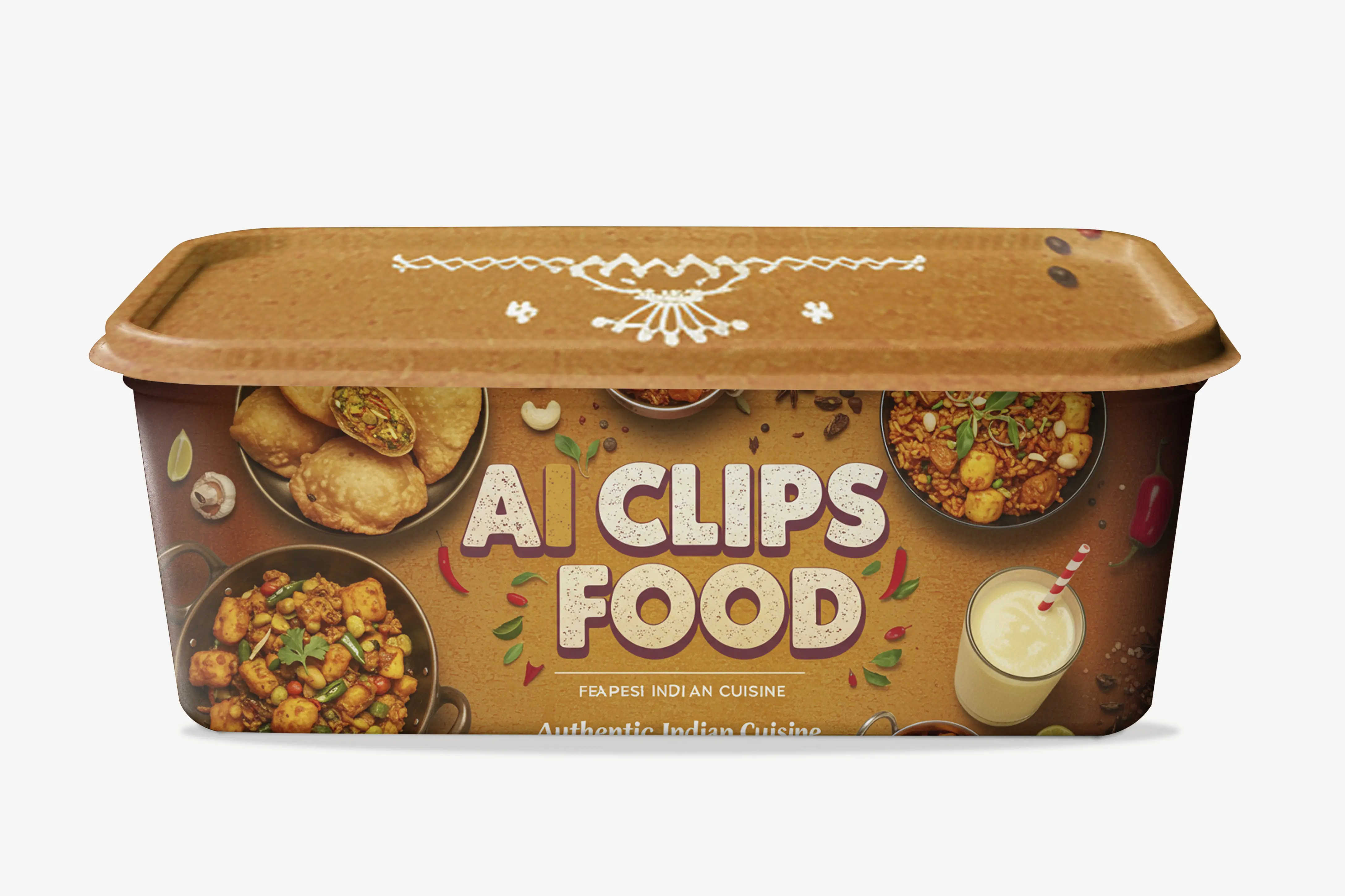 Indian Food Container Mockup  Traditional Cuisine Label Design
