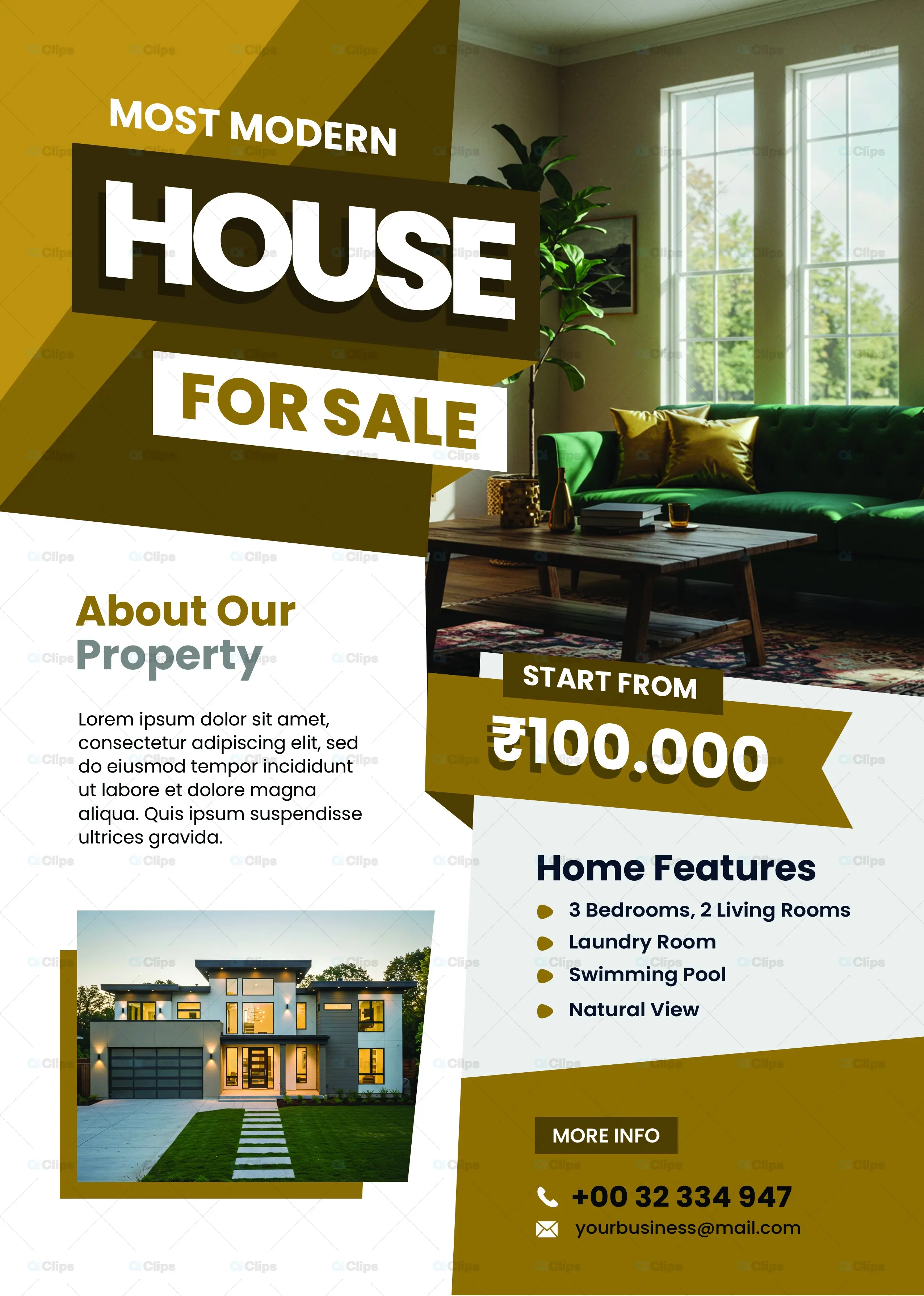 Modern House For Sale Real Estate Flyer Template