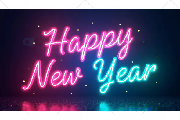 Happy New Year Neon Lights – Festive Celebration Typography