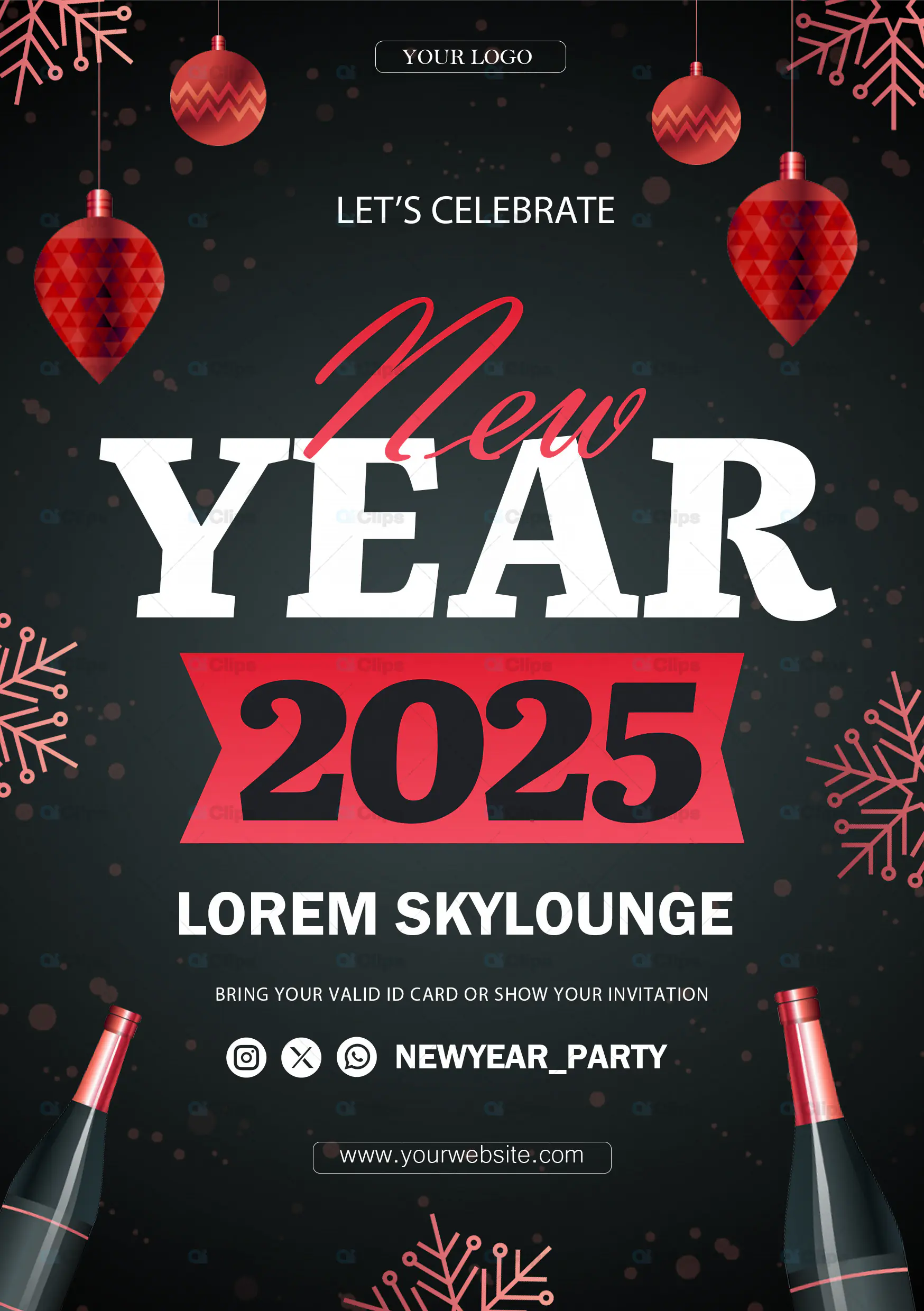 New Year 2025 Party Flyer PSD Template
