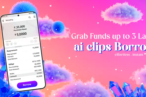 Instant Loan App Promo  Template with Fantasy Cloud Background