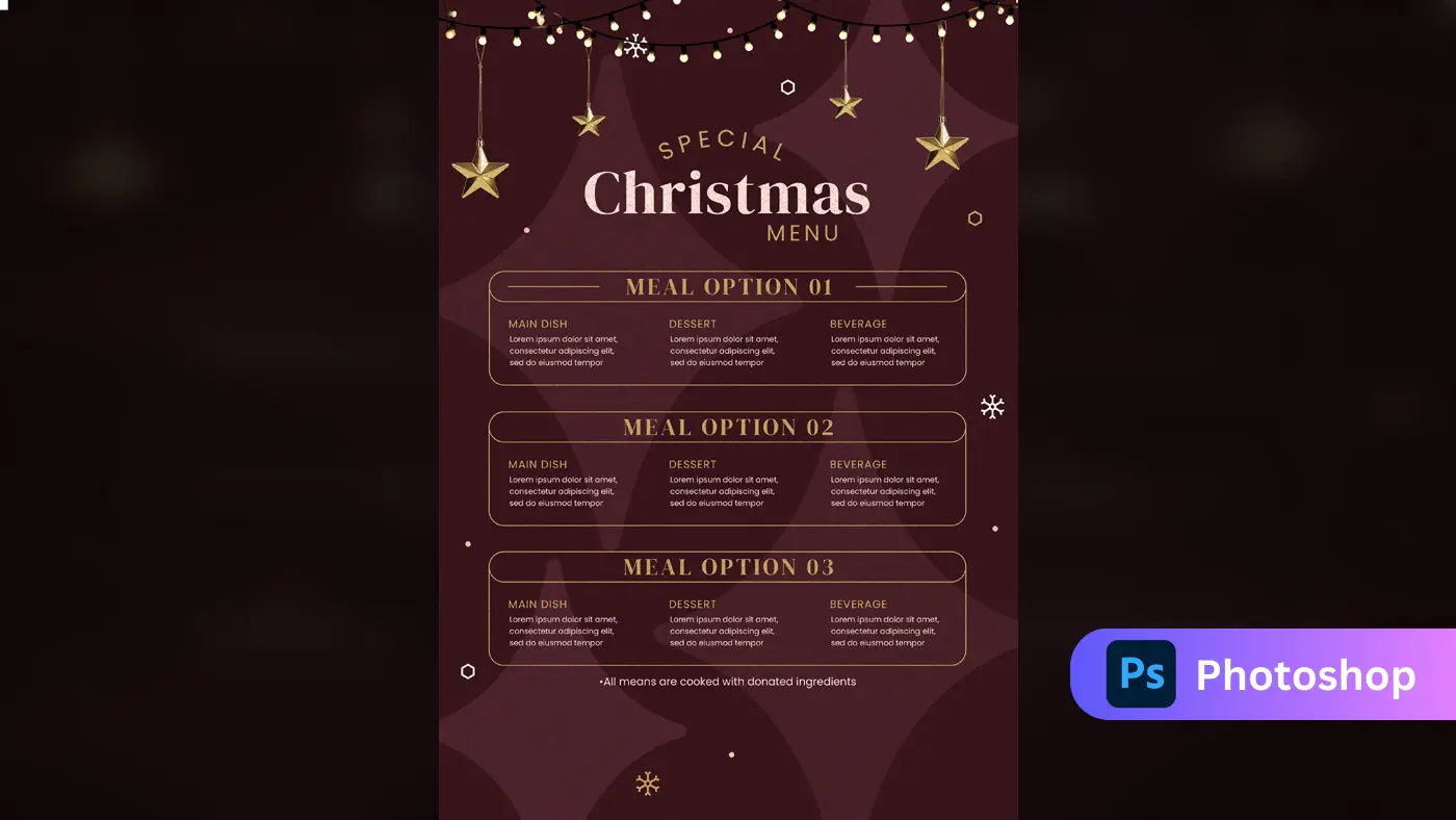 Burgundy Gold Christmas Menu Template