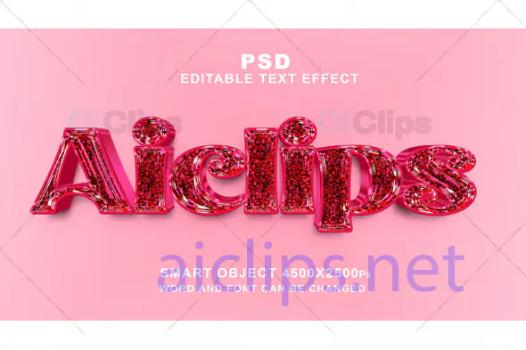 Sparkling Glitter 3D Text Effect PSD