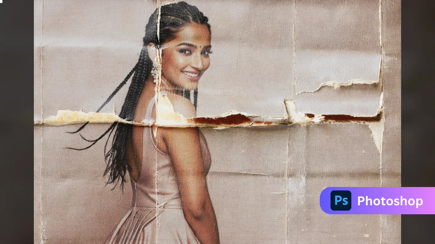 Torn Vintage Poster Effect  Template