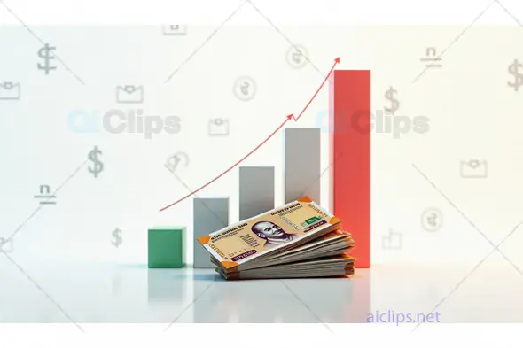 Financial Growth Chart with Stack of Cash