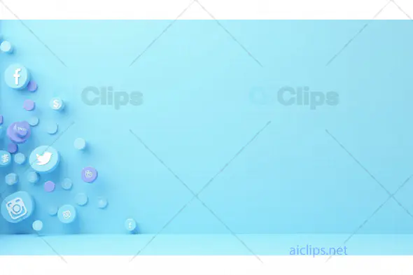 Floating Social Media Icons on Minimalist Blue Background