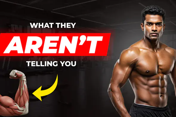Fitness Secrets Thumbnail Template Featuring Muscular Indian Man