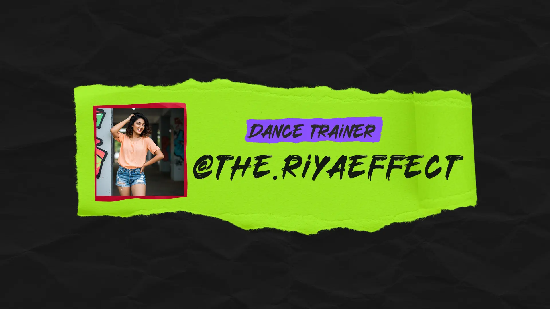 Neon Ripped Paper Dance Trainer Social Handle Template