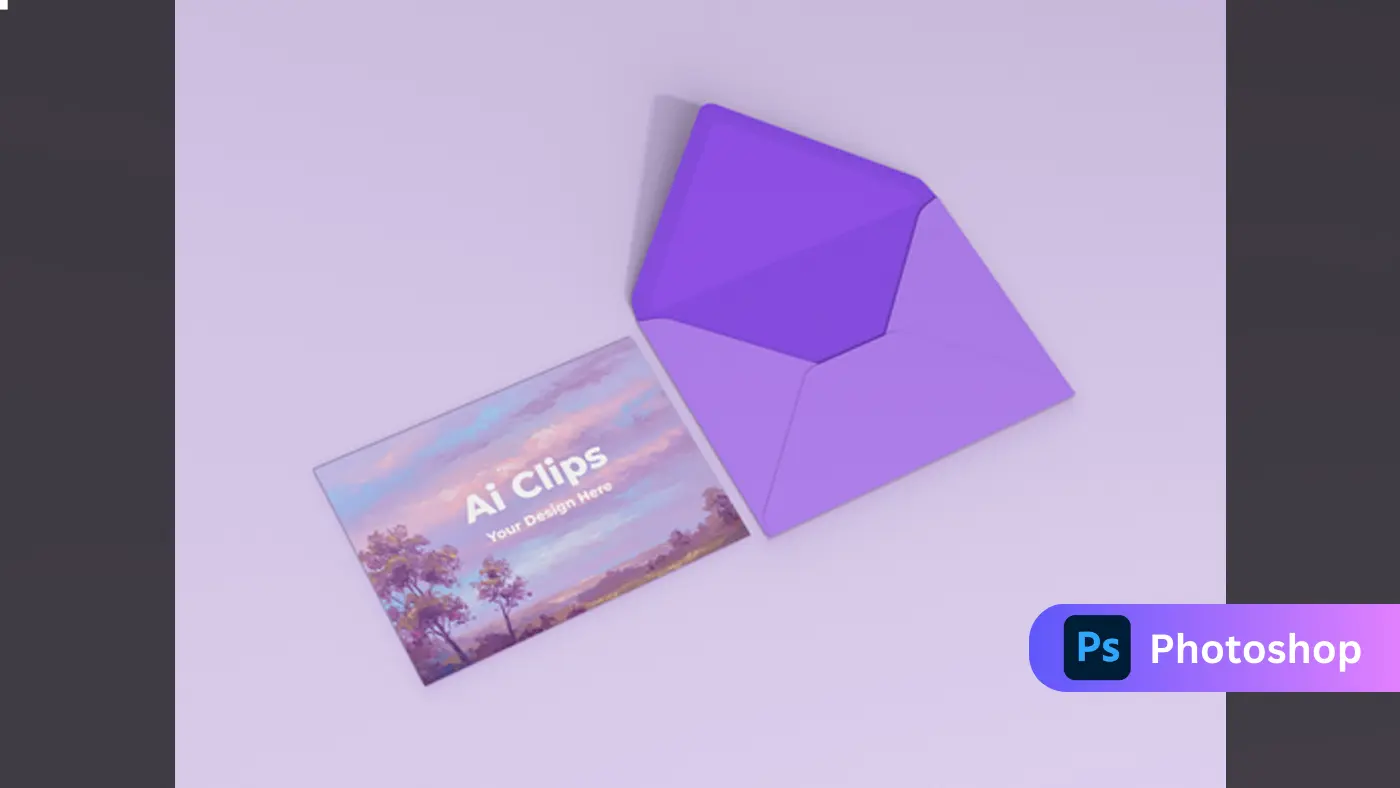 Purple Landscape Envelope & Card Mockup