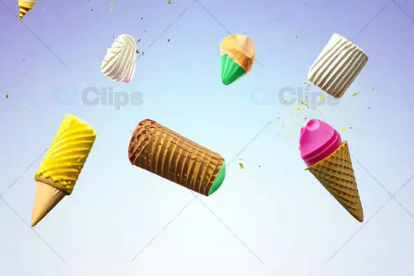 Floating Ice Cream Cones - Fun Summer Dessert Animation