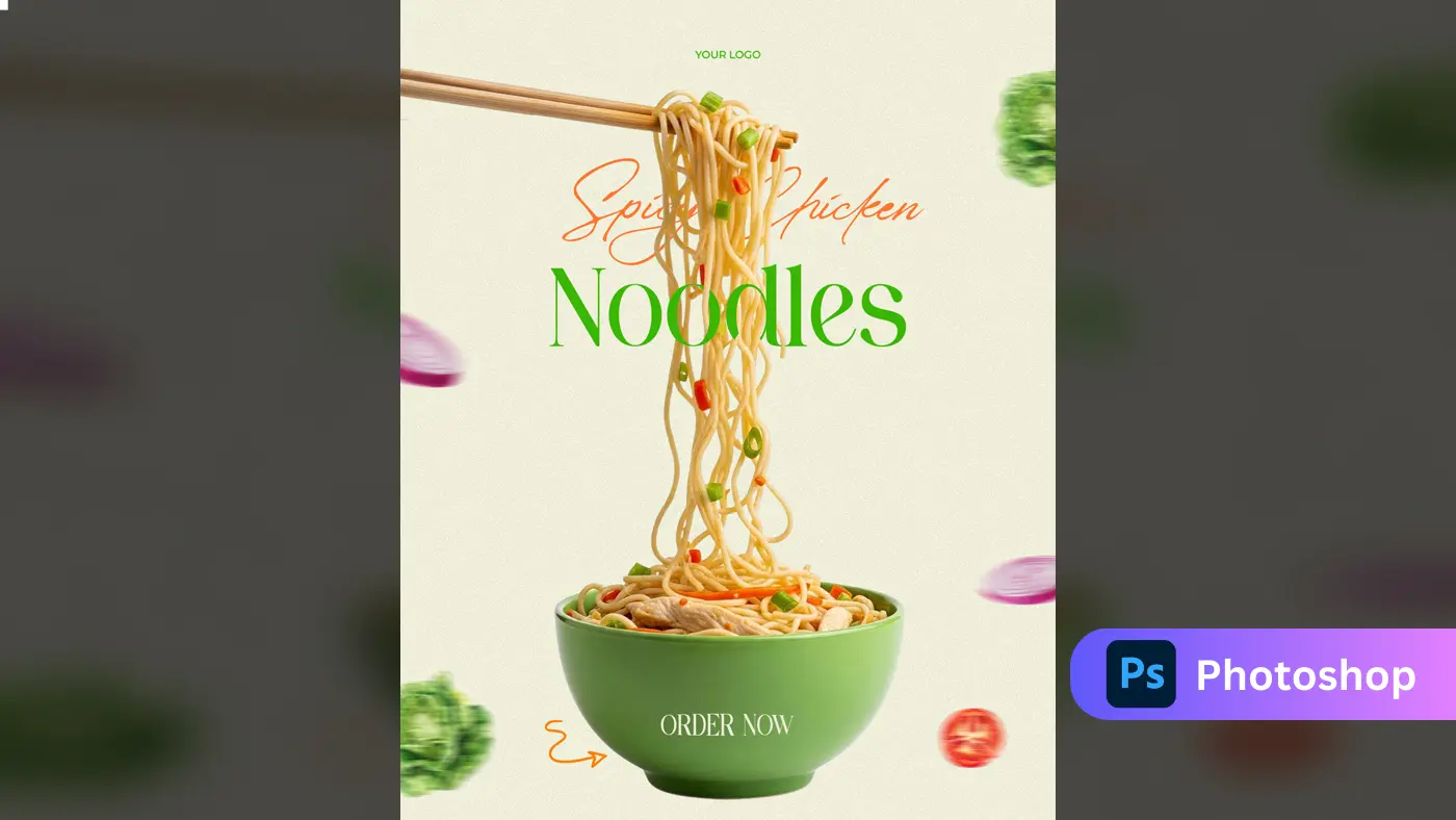 Spicy Chicken Noodle Ad Template