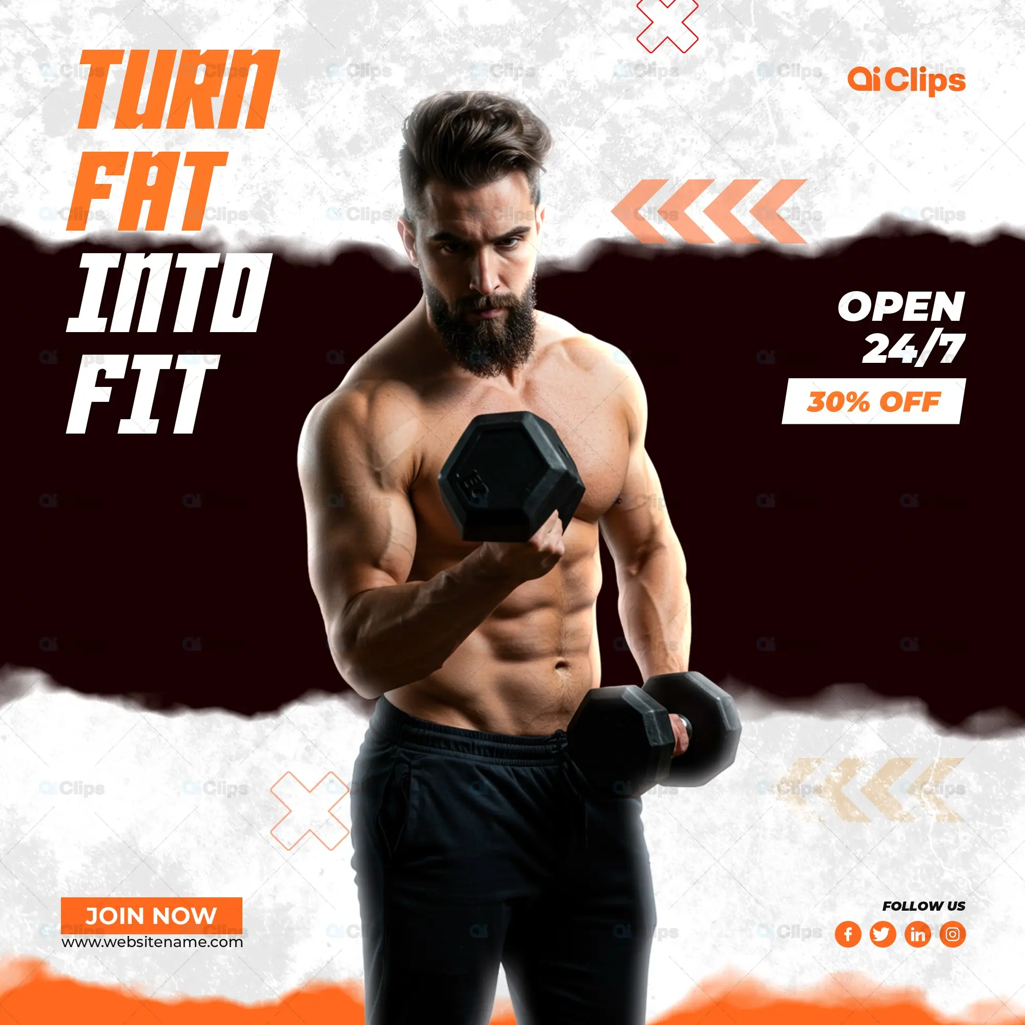 Fitness Gym Promotion Template with Athletic Figure
