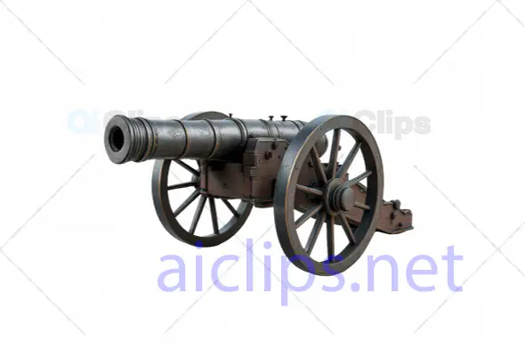 Realistic Wooden-Wheeled Cannon 3D Model