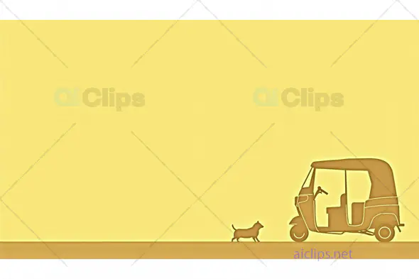 Minimalist Auto Rickshaw and Dog Silhouette