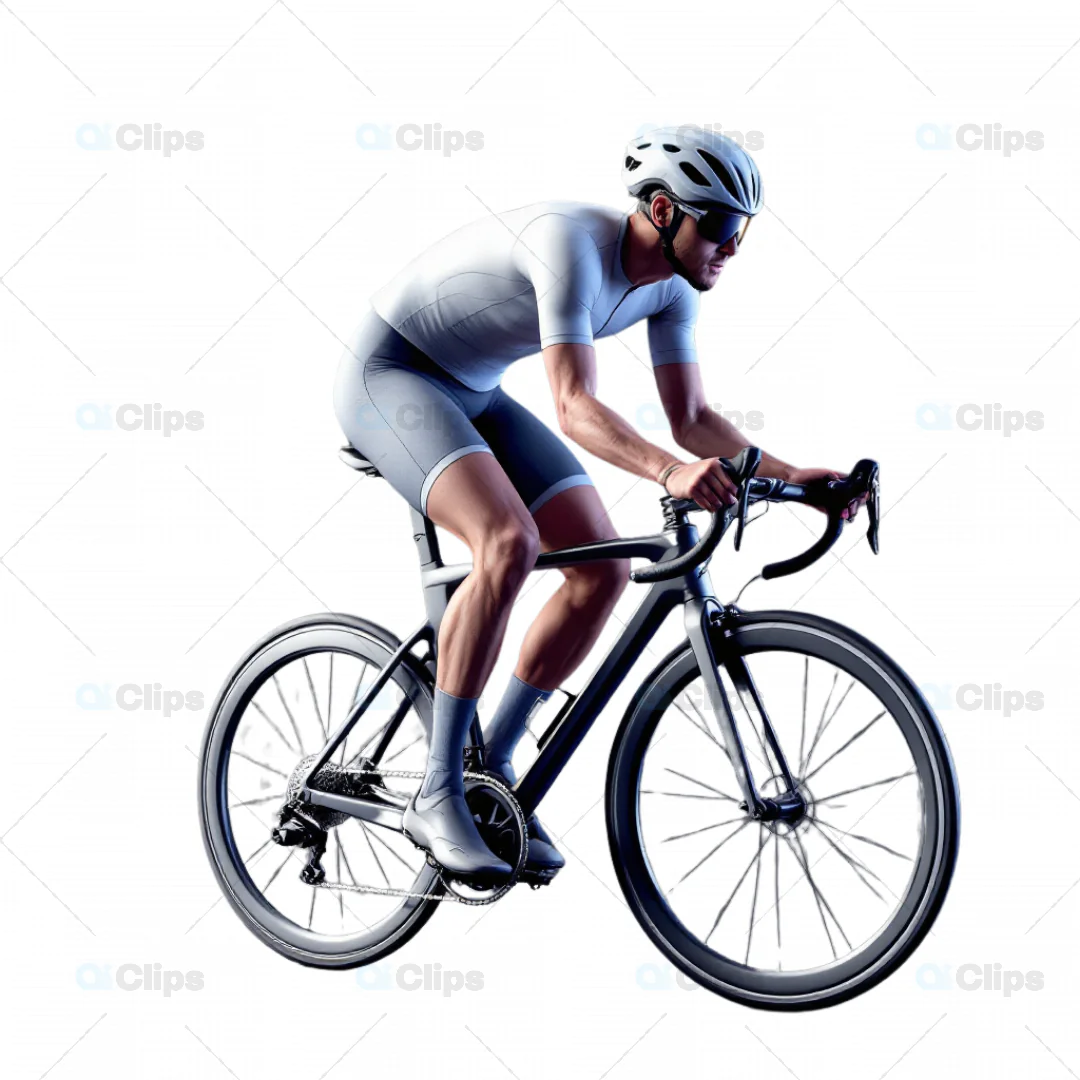 Elite Cyclist in Action on Road Bike - 3D Model