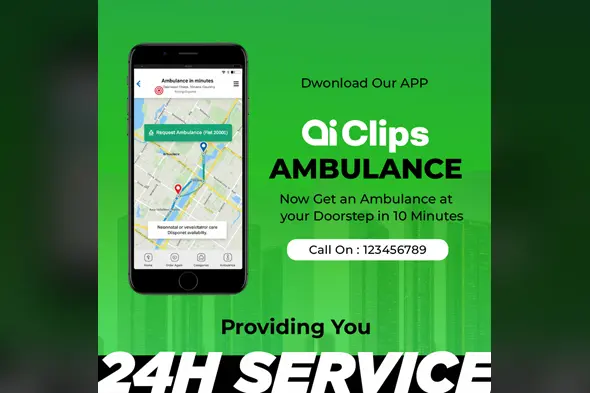 Emergency Ambulance App Mockup Photoshop Template