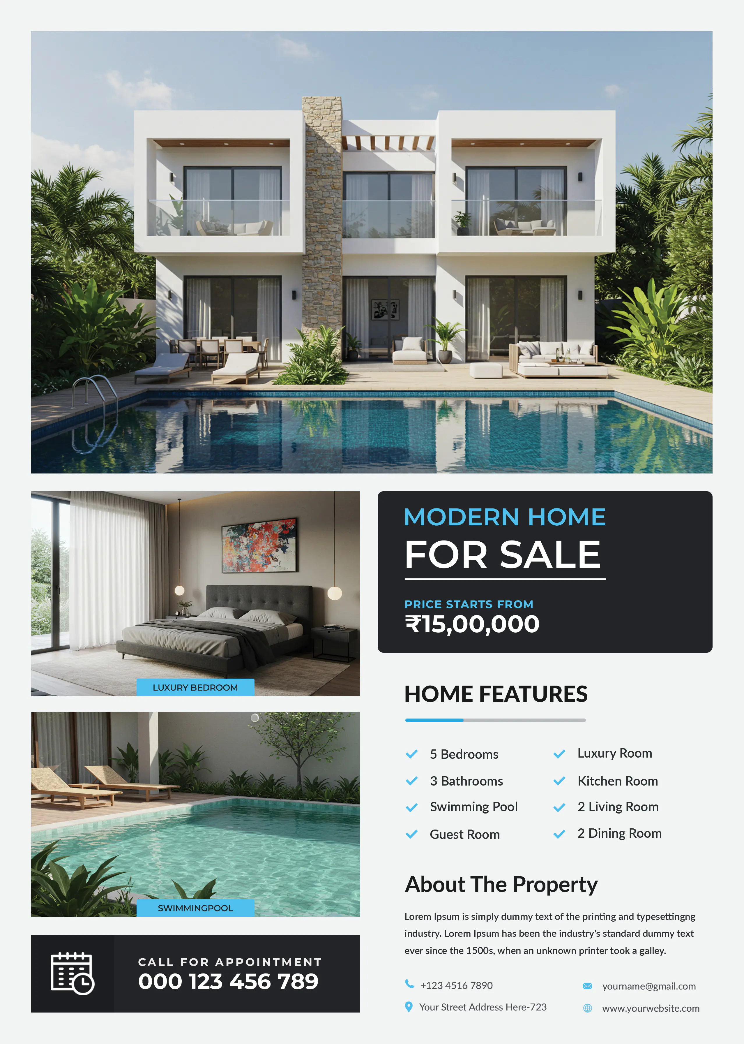 Luxury Villa Real Estate Flyer Template