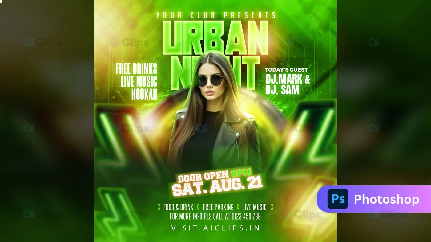 Urban Night Party Flyer PSD Template