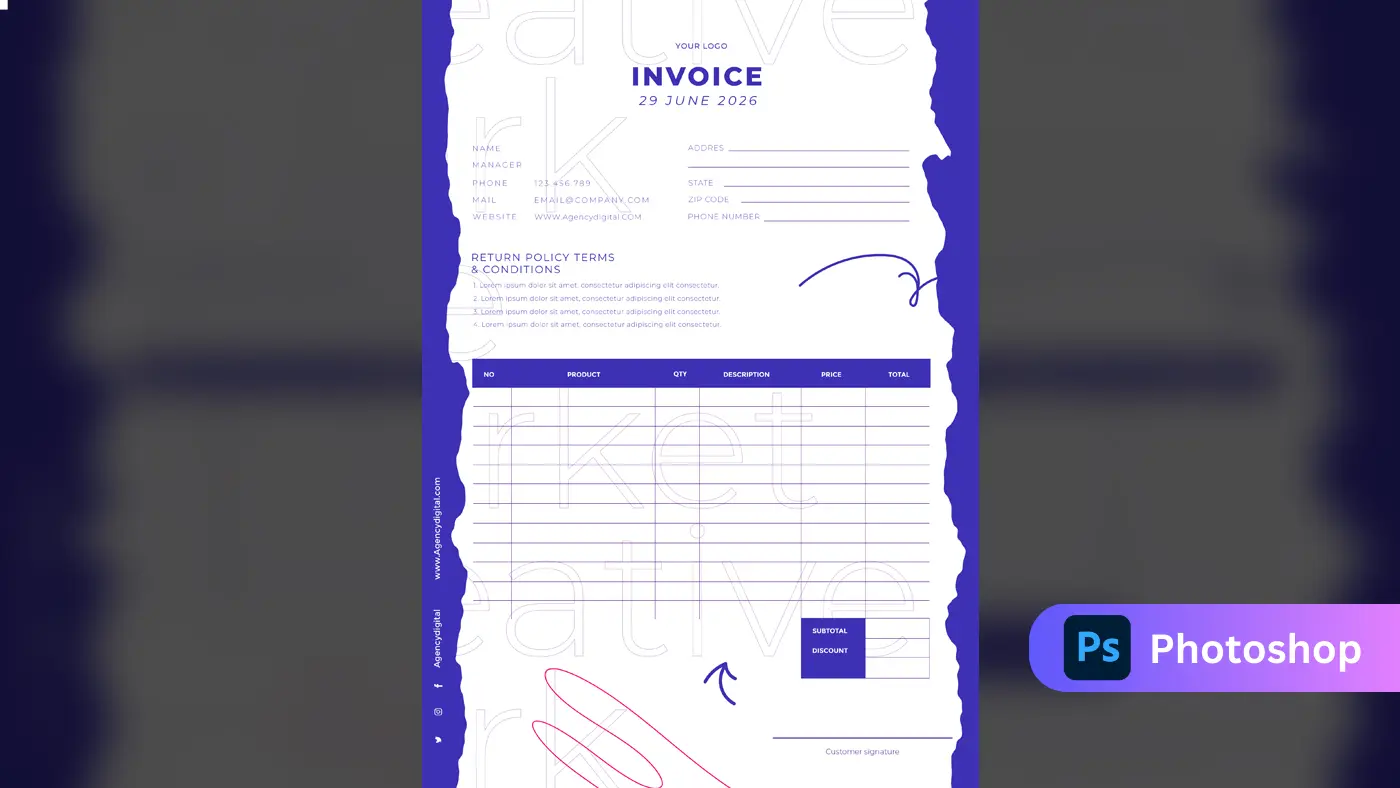 Creative Agency Invoice Template with Purple Accents