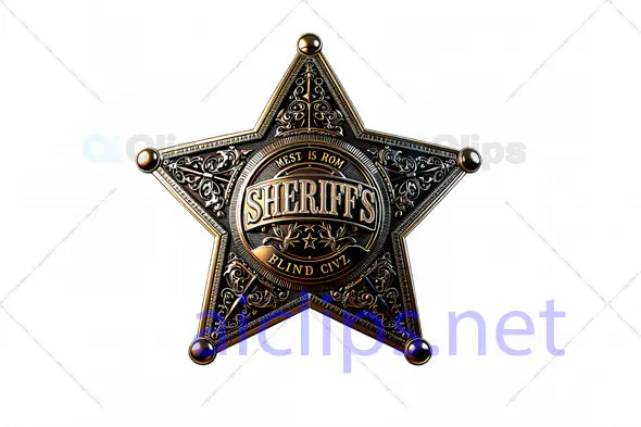 Ornate 3D Sheriff Badge Icon - Gold Western Style