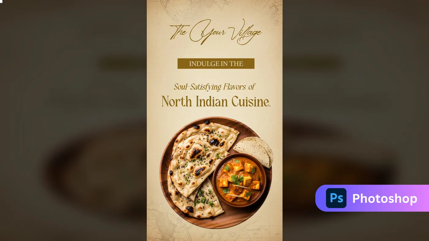 Rustic North Indian Cuisine Ad Template