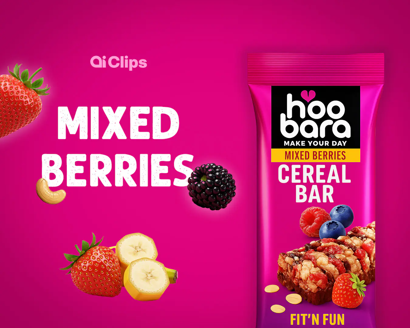 Mixed Berries Cereal Bar Ad Template