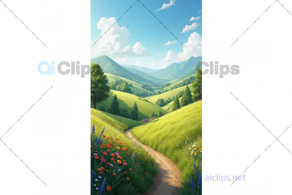 Peaceful Scenic Mountain Landscape with Wildflowers