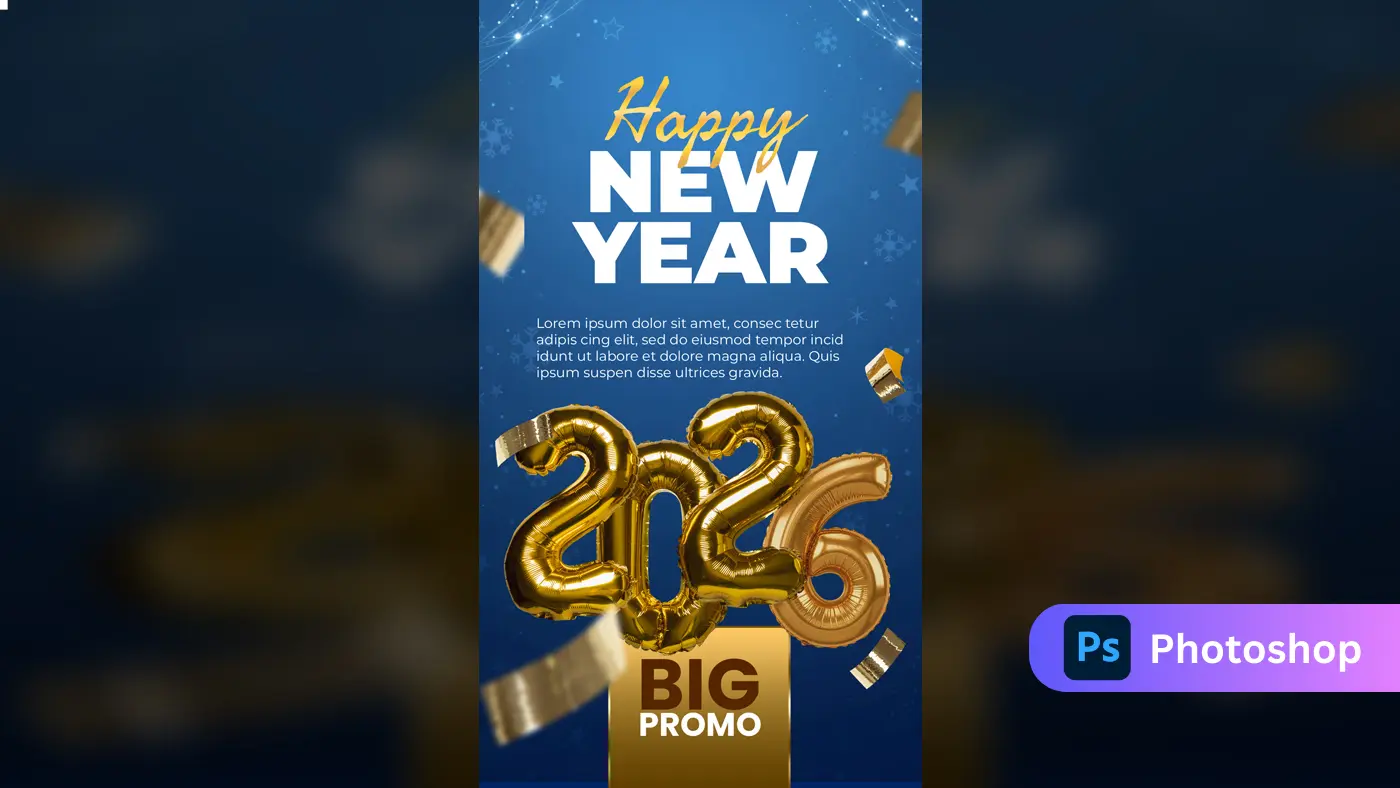 Blue Gold 2026 New Year Promo Template