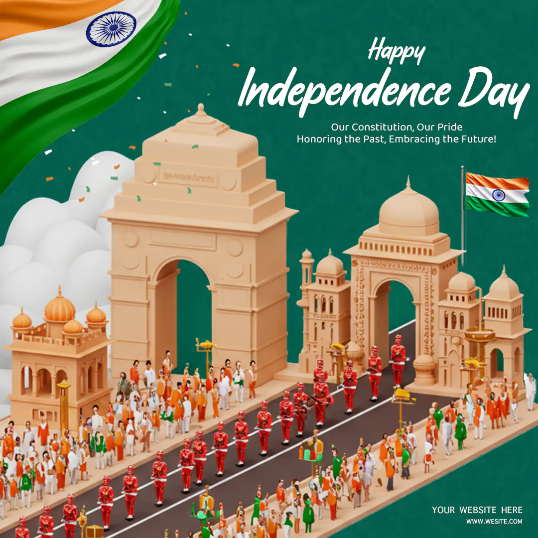 Indian Patriotic Poster Design with India Gate & Celebrations