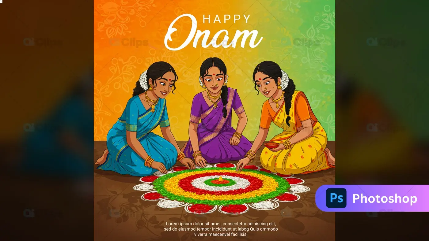 Happy Onam Celebration Flyer PSD Template