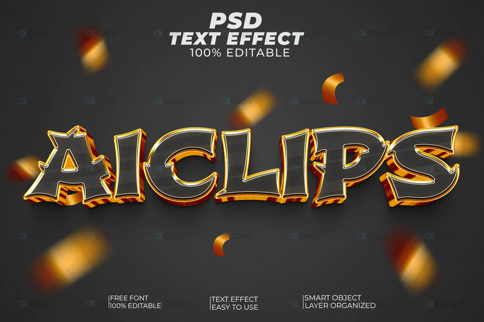 Metallic Gold Text Effect PSD