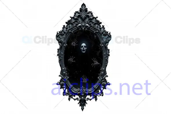 Haunted Gothic Mirror with Ghostly Skull and Hands - 3D Model