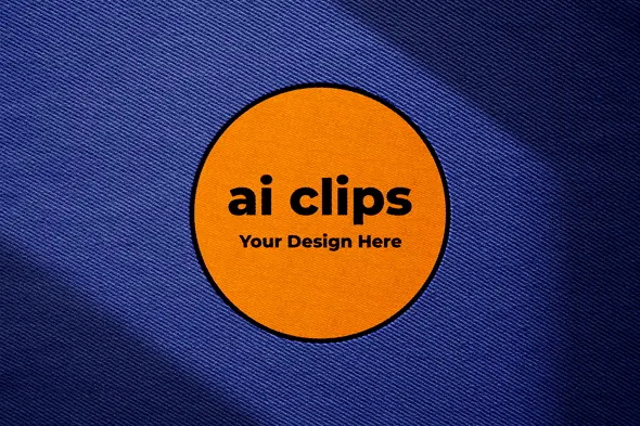 Round Patch Mockup on Denim Fabric