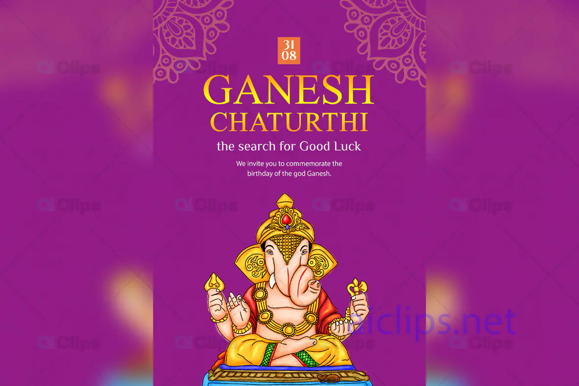 Ganesh Chaturthi Invitation PSD Template