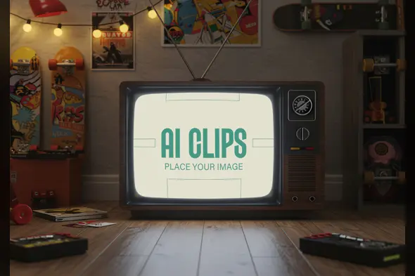 Retro TV Screen Mockup Vintage 80s Aesthetic