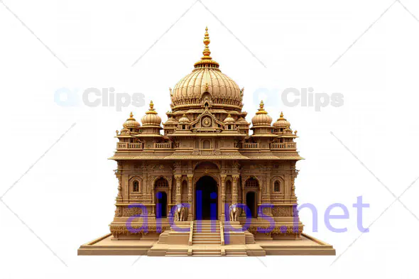 Intricate 3D Indian Temple Model with Ornate Domes and Carvings