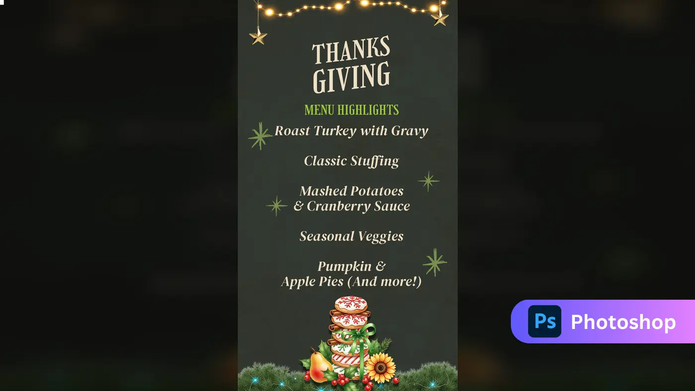 Rustic Thanksgiving Menu Highlights Template