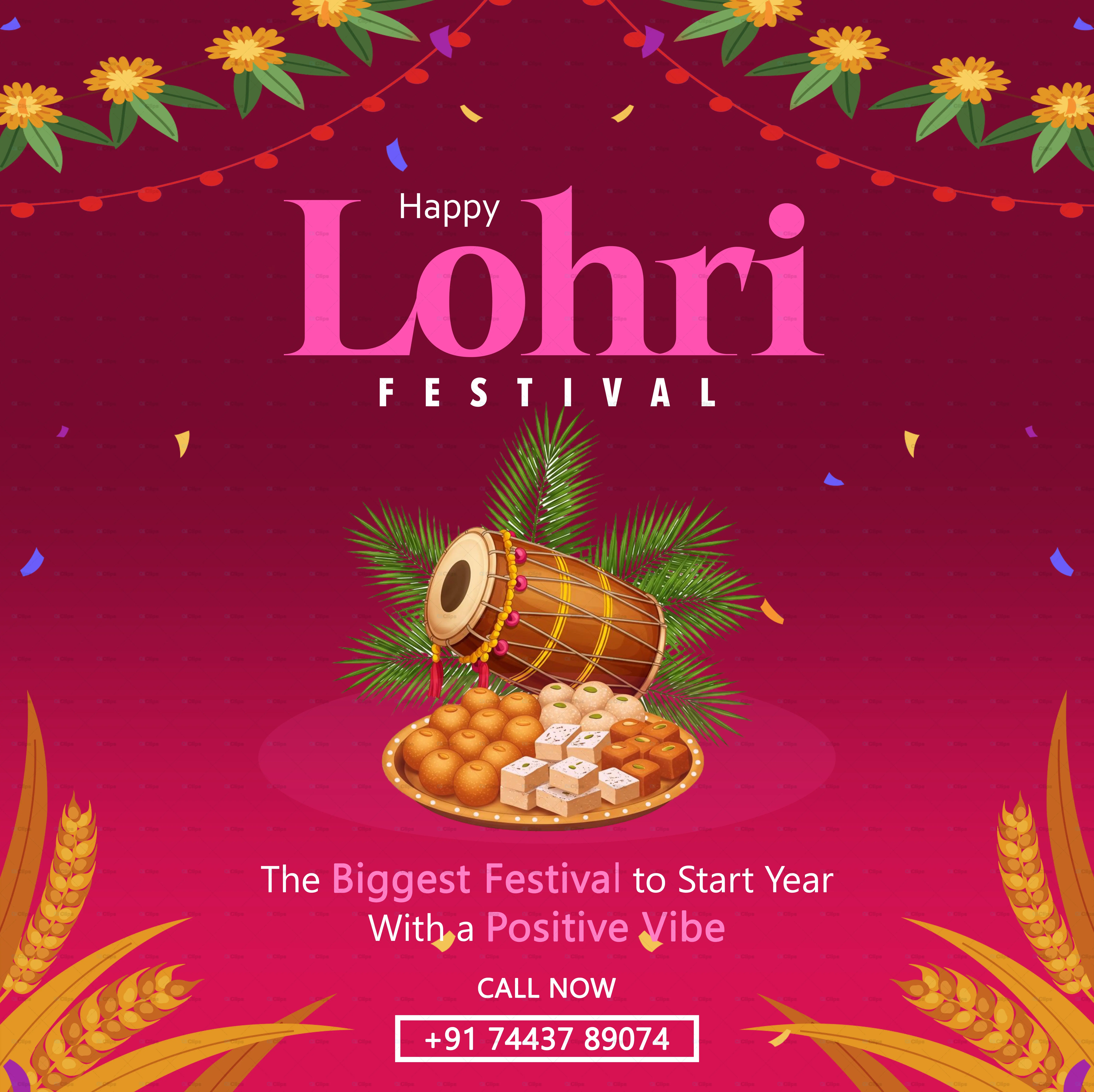 Lohri Festival Flyer PSD Template